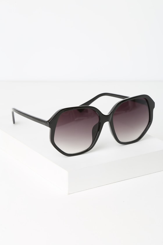 Cute Black Sunglasses Square Sunnies Gradient Sunglasses Lulus