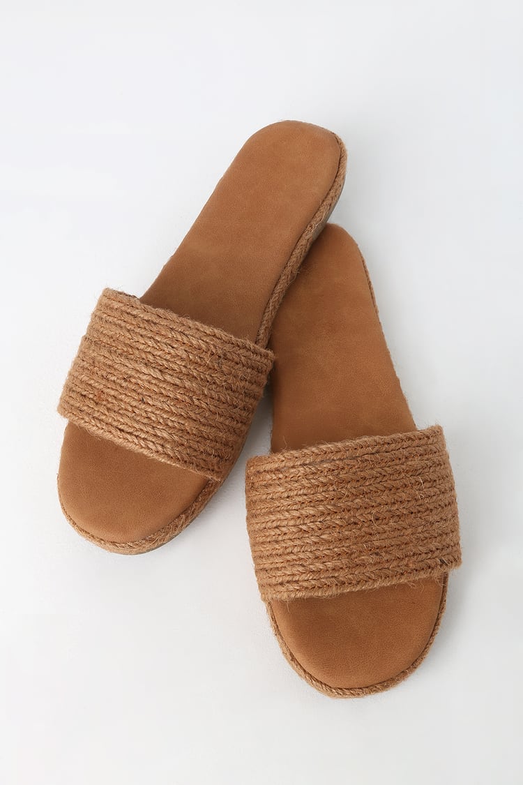 Cute Tan Sandals - Slide Sandals - Espadrille Sandals - Lulus
