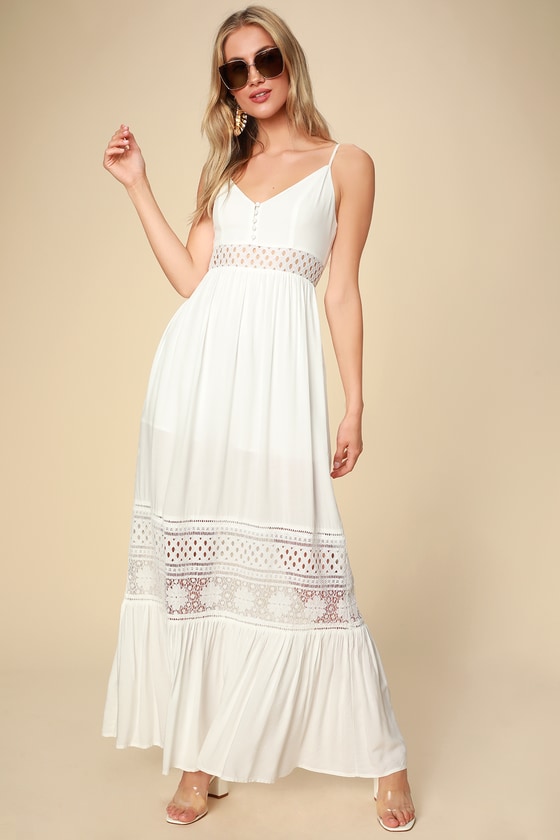 BB Dakota Kaia - White Maxi Dress - Sleeveless Lace Maxi Dress - Lulus