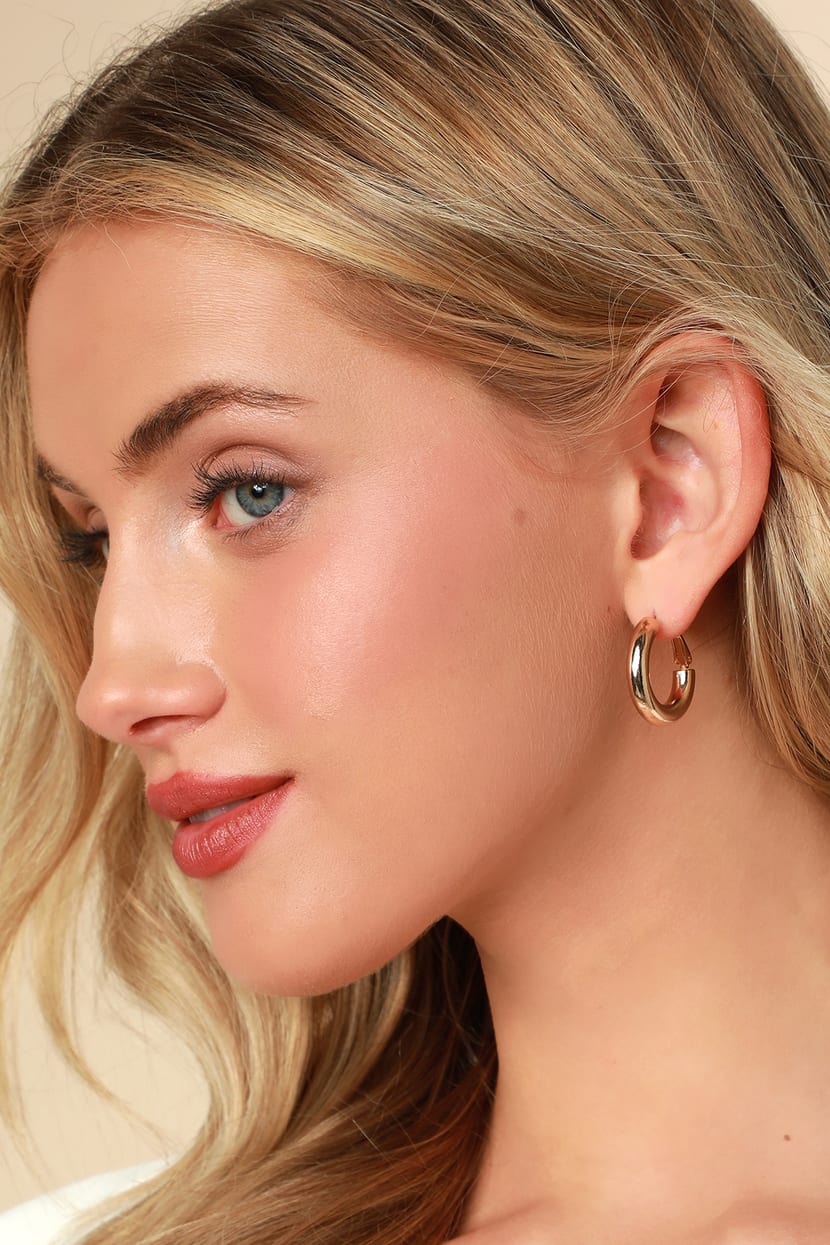 Cute Gold Earrings - Small Earrings - Small Wide Hoop Earrings - Lulus