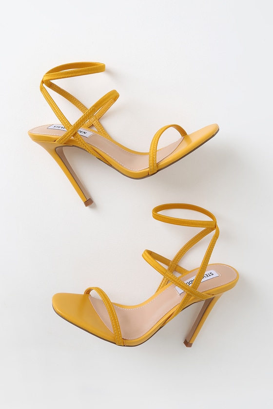 yellow strap up heels