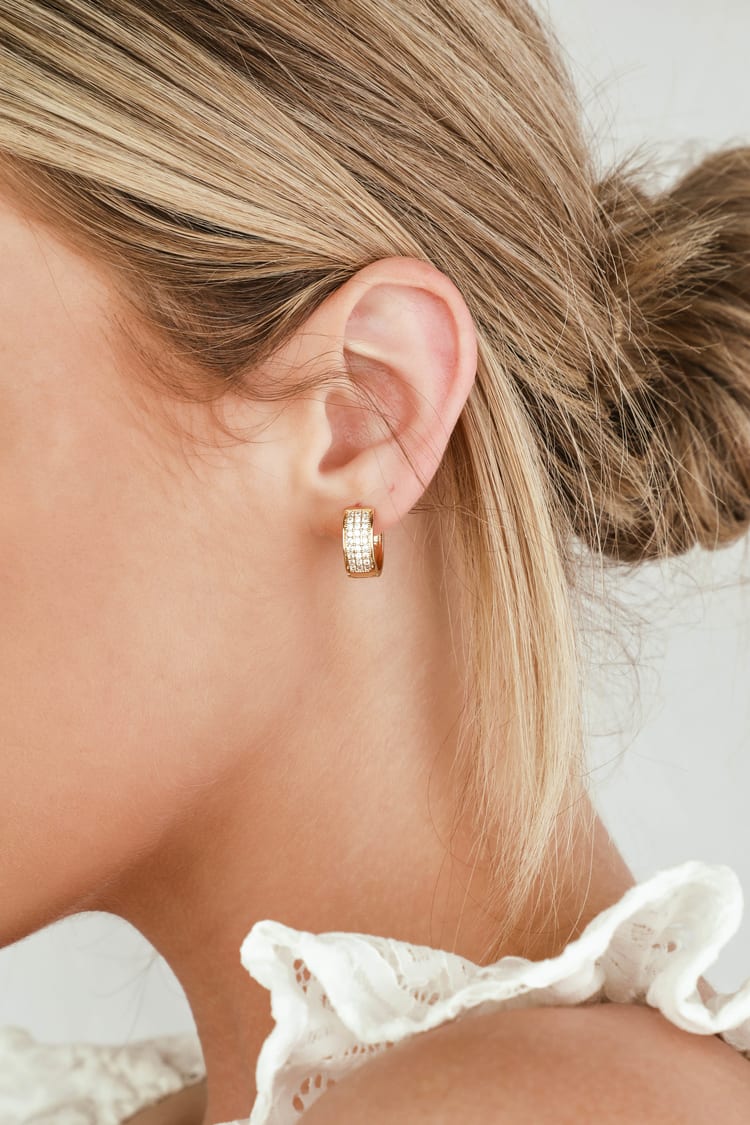 Chic Gold Earrings - Rhinestone Earrings - Small Cuff Earrings - Lulus