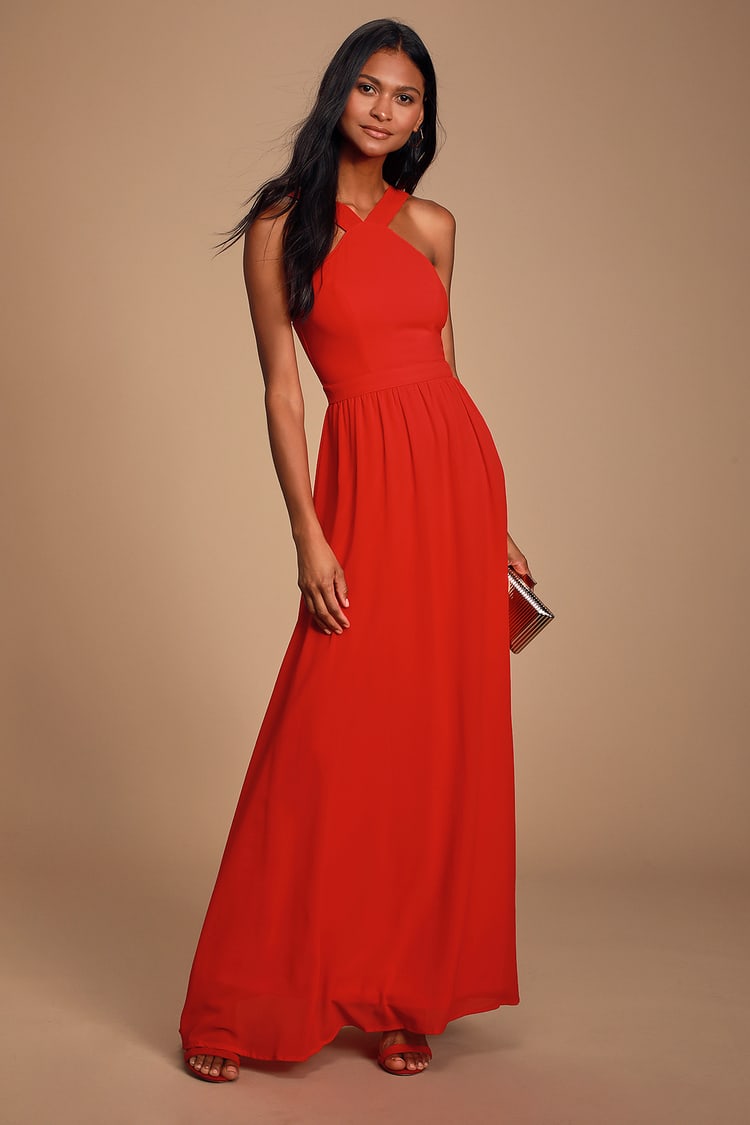 Beautiful Red Dress - Red Maxi Dress - Halter Dress - Gown - Lulus