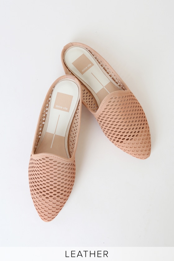 Dolce Vite Grant Perf - Suede Leather Shoes - Natural Mules - Lulus