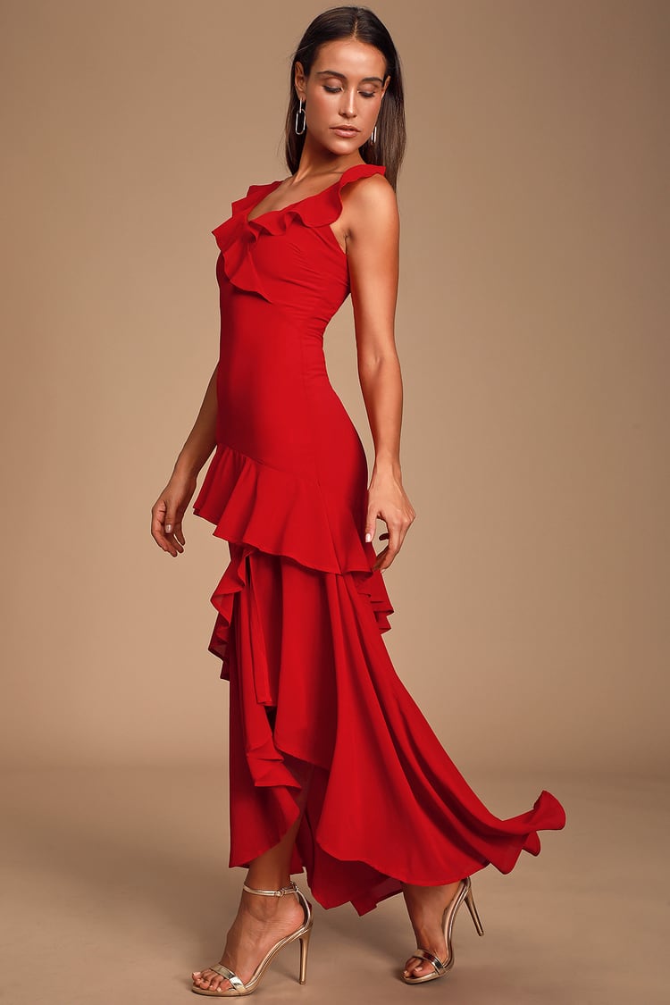 Sexy Red Dress - Ruffled Dress - Sleeveless Dress - Maxi Dress - Lulus