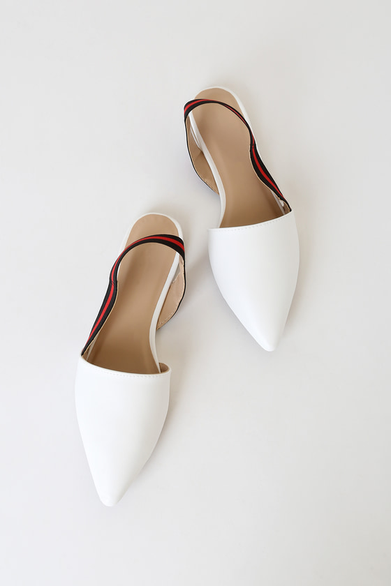 Cute White Flats - Pointed-Toe Flats - Slingback Flats - Lulus