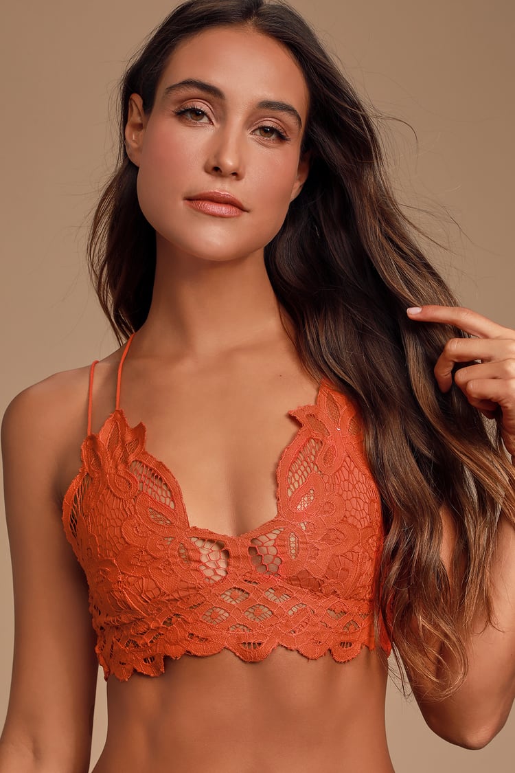 Dorina Lana lace longline bralette in orange
