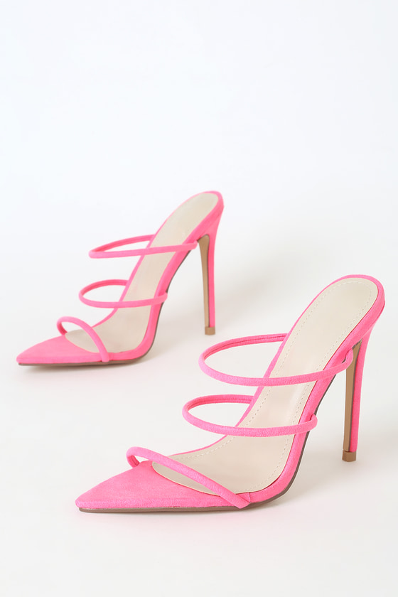 Sexy Pink Heels - Pointed-Toe Sandals - Barely-There Heels - Lulus