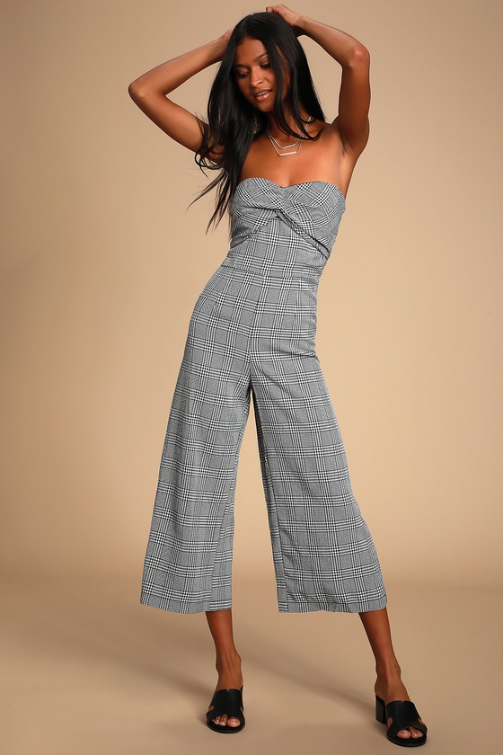 gingham culotte jumpsuit