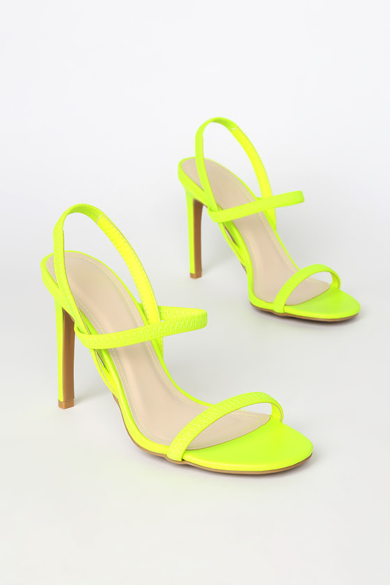Sexy Neon Yellow Heels - Strappy Heels - Barely-There Heels - Lulus