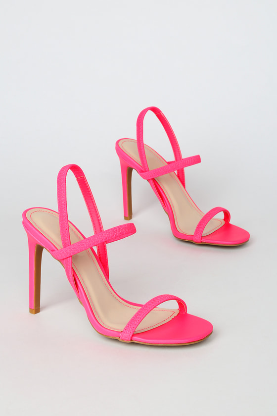 Sexy Neon Pink Heels - Strappy Heels - Strappy High Heel Sandals - Lulus