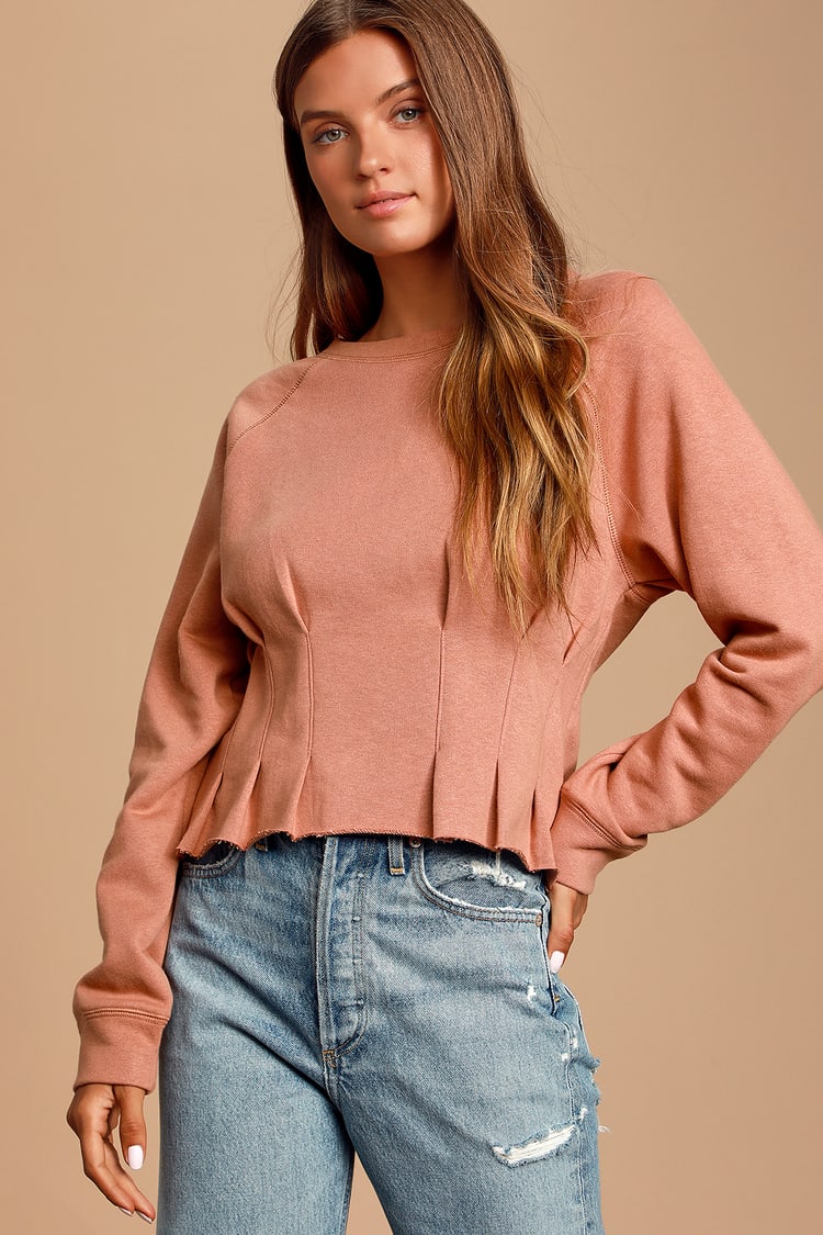 Cute Mauve Pink Sweatshirt - Pull-Over Sweatshirt - Crew Neck - Lulus