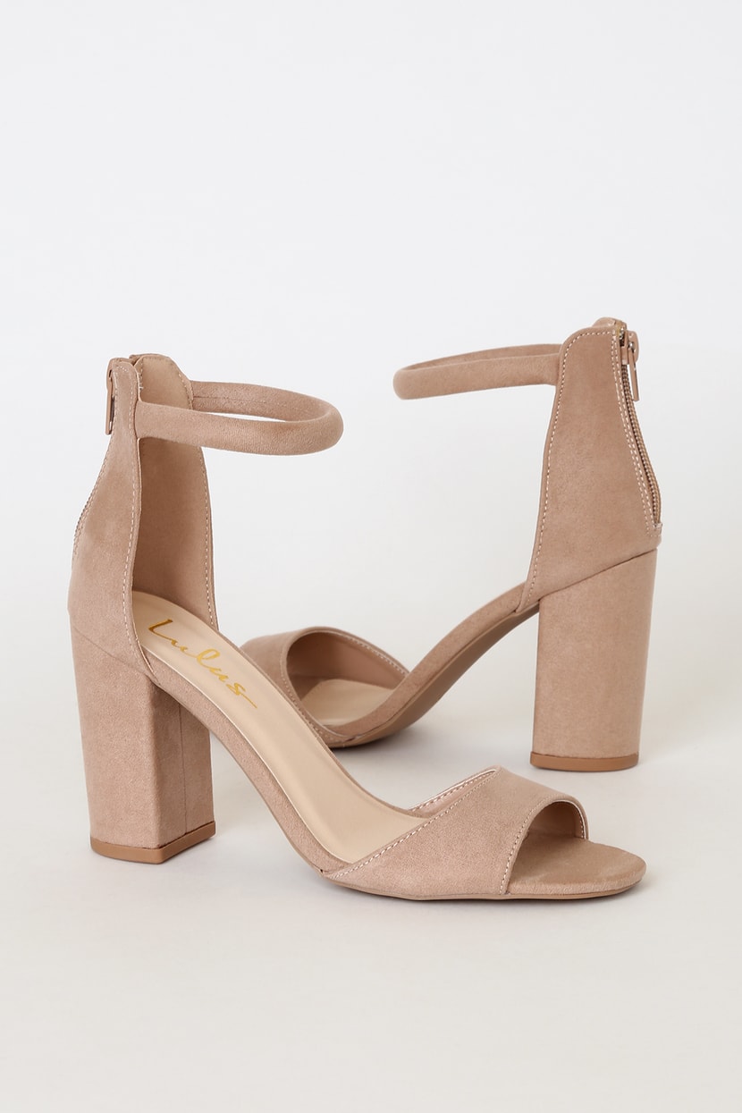 Taupe Suede Shoes - Taupe Heels - Ankle Strap Heels - Lulus