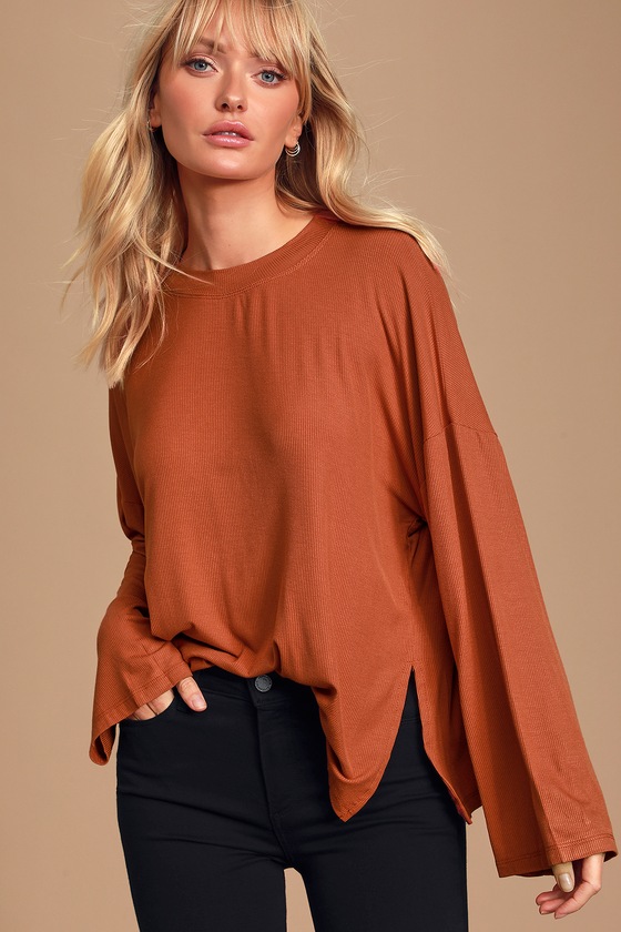 rust orange womens tops