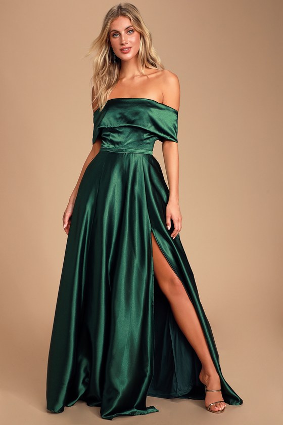 satin green maxi dress