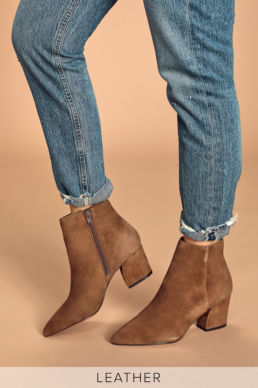 Steve Madden Missie - Brown Suede Leather Boots - Ankle Booties - Lulus
