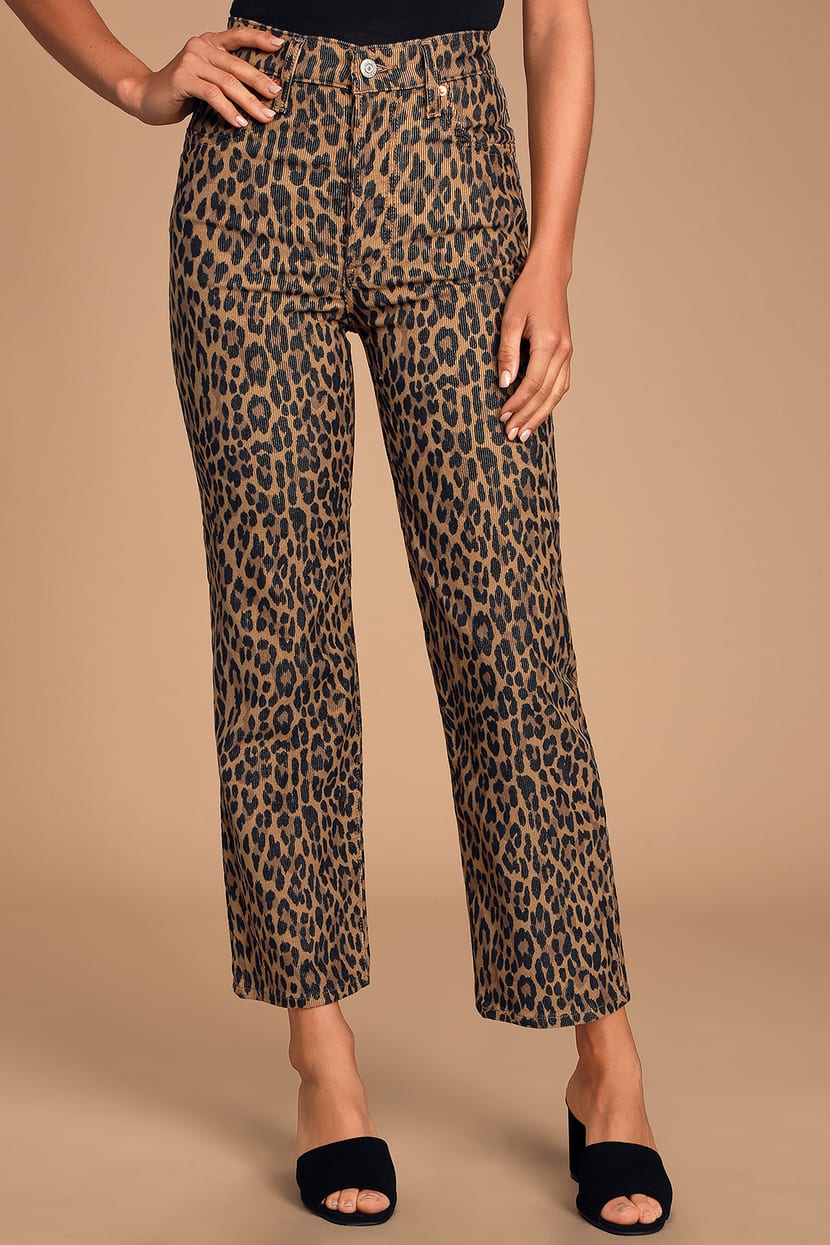 muur Ochtend Tekstschrijver Levi's Ribcage Leopard Jeans - Cropped Corduroy Pants - Jeans - Lulus