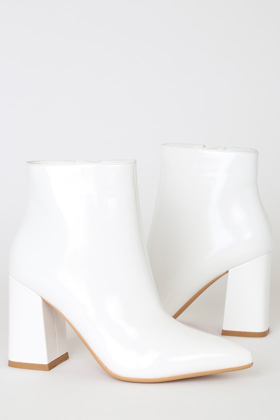 Chic White Boots - Pointed-Toe Booties - Vegan Leather Boots - Lulus