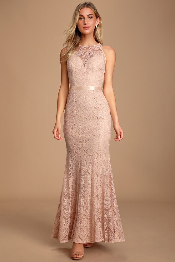 light pink lace maxi dress