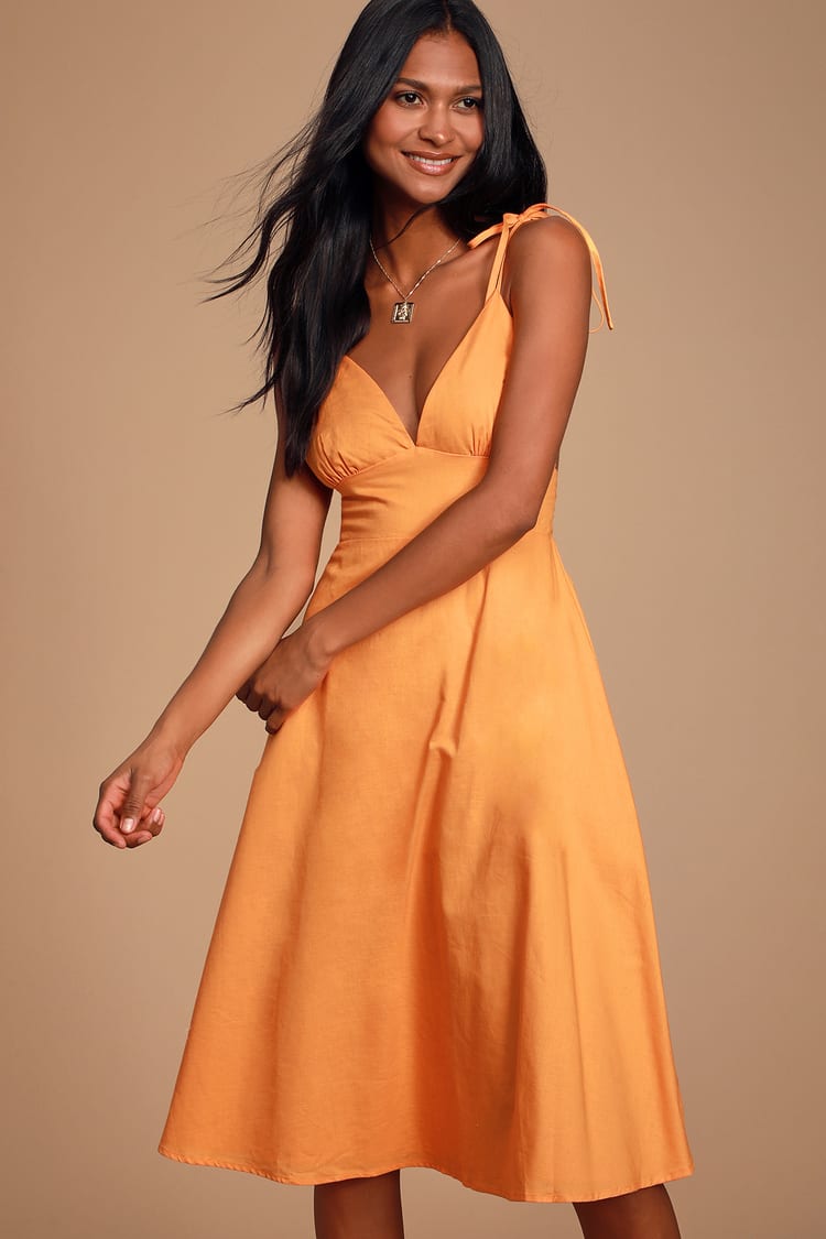 Orange Bodycon Dress - Textured Midi Dress - Orange Midi Dress - Lulus