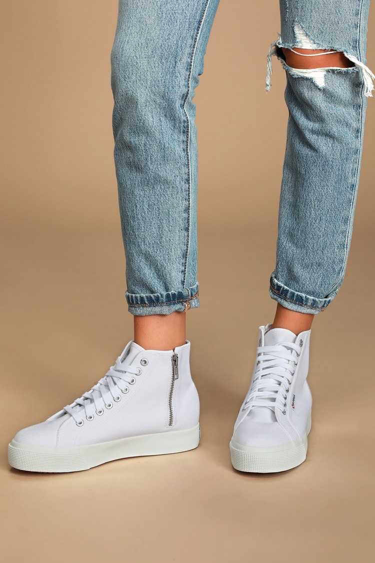 Superga 2422 COTW White - Platform Sneakers - High Top Shoes - Lulus