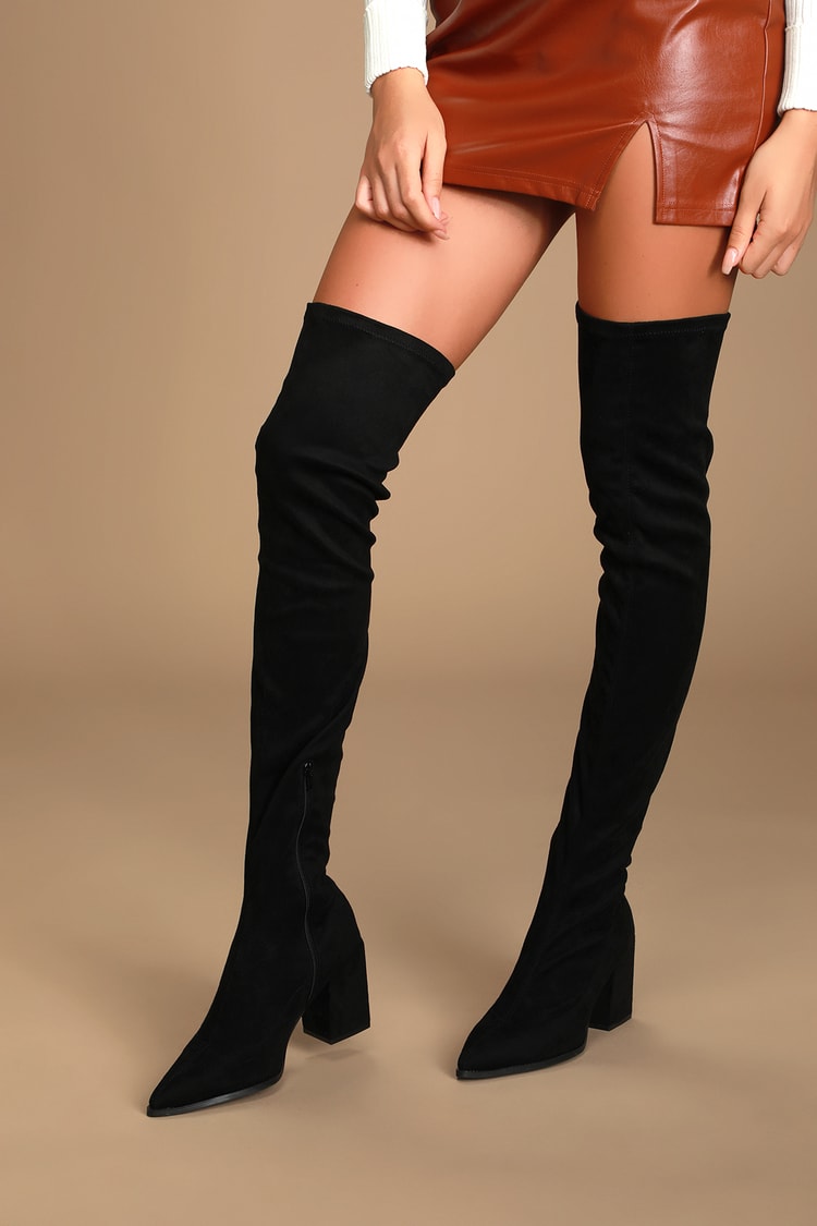 Chic Black Suede Boots - Over The Knee Boots - OTK Boots - Lulus