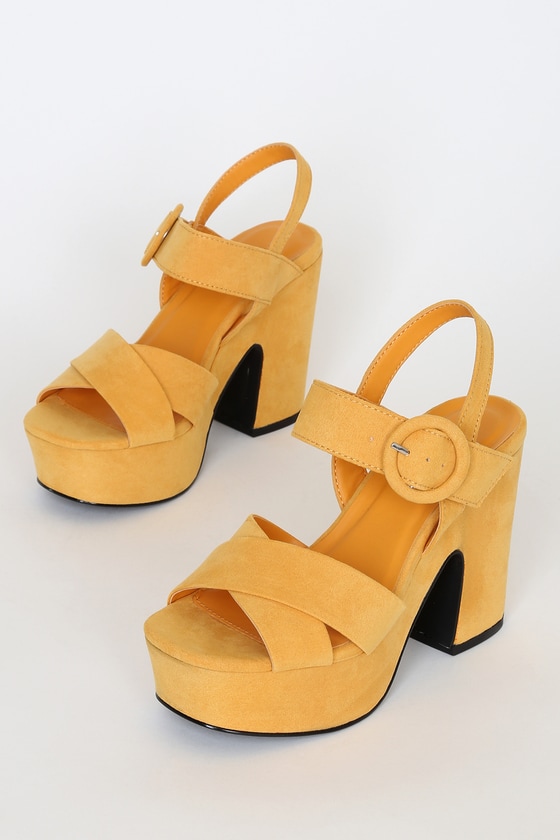 Sexy Saffron Heels - Platform Heels - Quarter Strap Heels - Heels - Lulus
