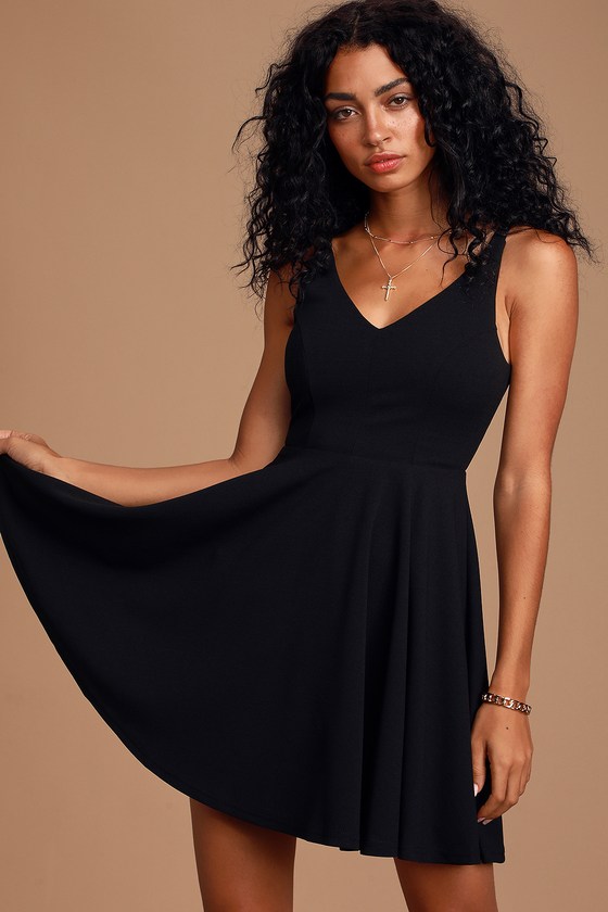 Cute Black Dress - Skater Dress - Sleeveless Dress - LBD - Lulus
