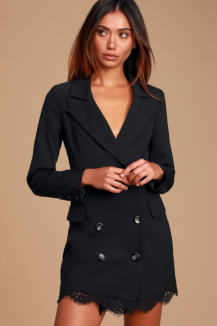 womens black blazer with dress