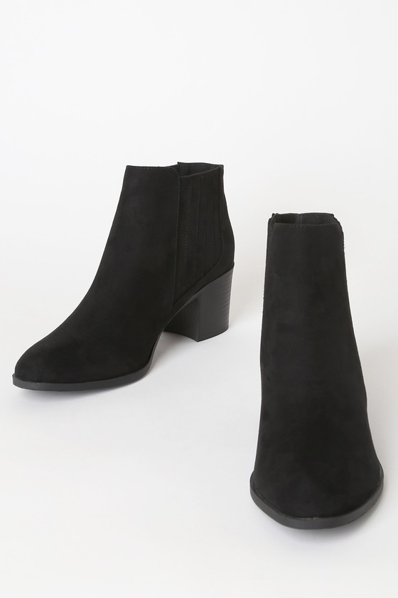 black slip on ankle boots