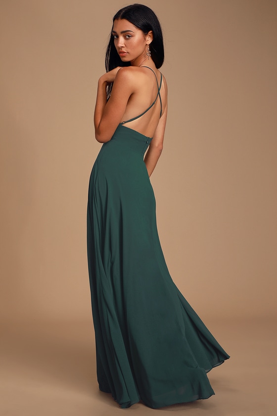 air of romance forest green maxi dress