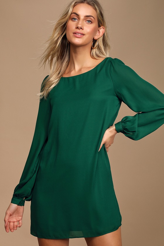 green shift dress with sleeves