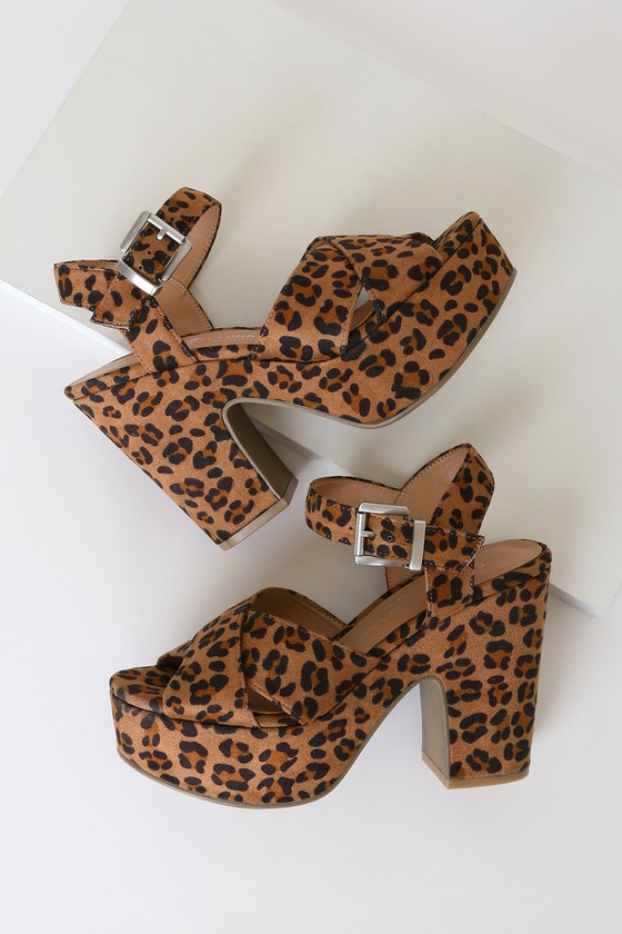 cheetah chunky heel