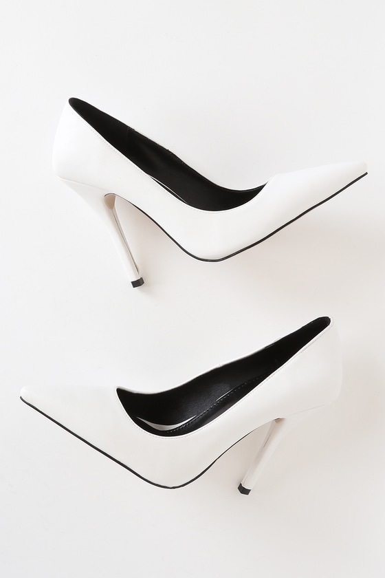 Raid Neona White Vegan Leather Pumps Pointed Toe Pumps Lulus