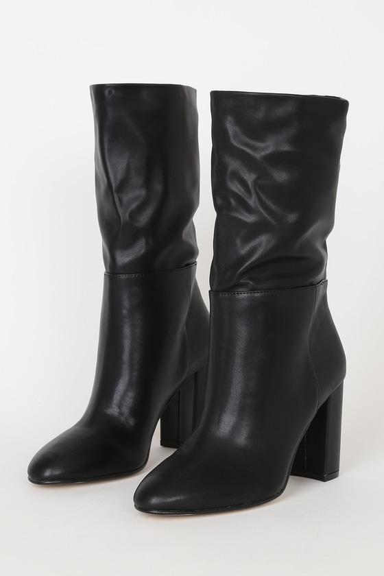 black mid calf booties