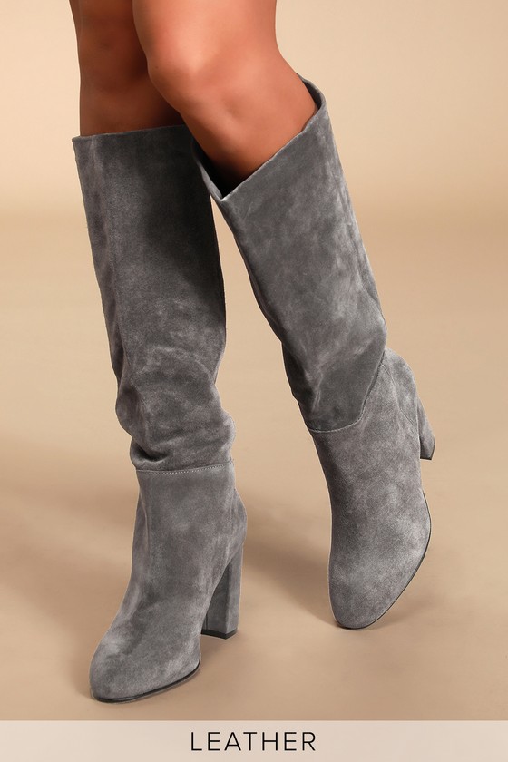 Knee High Grey Suede Boots Online Sale, UP TO 61% OFF