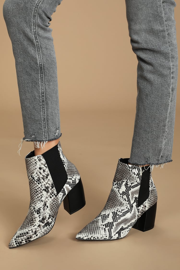 Cute Snake Booties - Ankle Boots - Pointed Toe Boots - Lulus