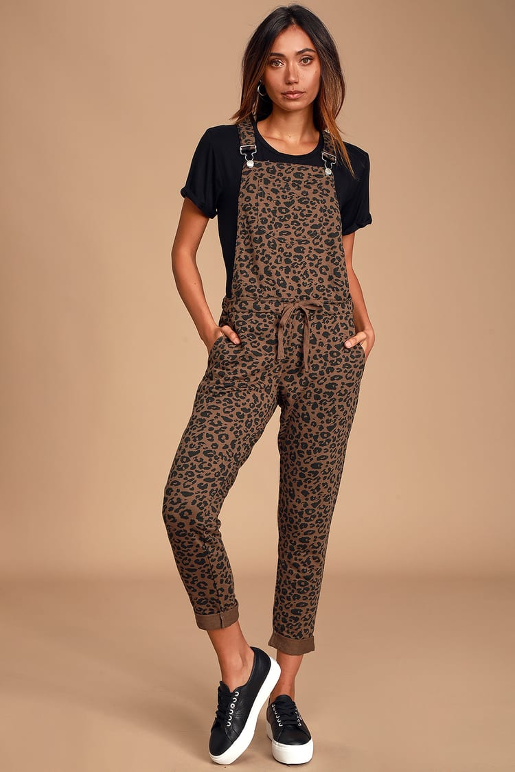 Z Supply Leopard Overalls - Knit Overalls - Overall Jumpsuit - Lulus