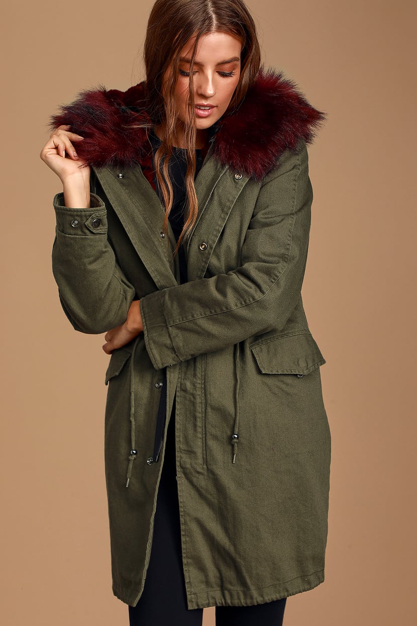 Cute Olive Green Coat - Faux-Fur Coat - Long Winter Coat - Lulus