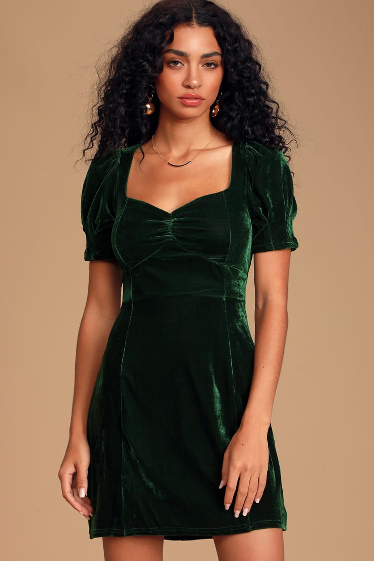 Sexy Emerald Green Dress - Green Velvet Dress - Velvet Mini Dress - Lulus