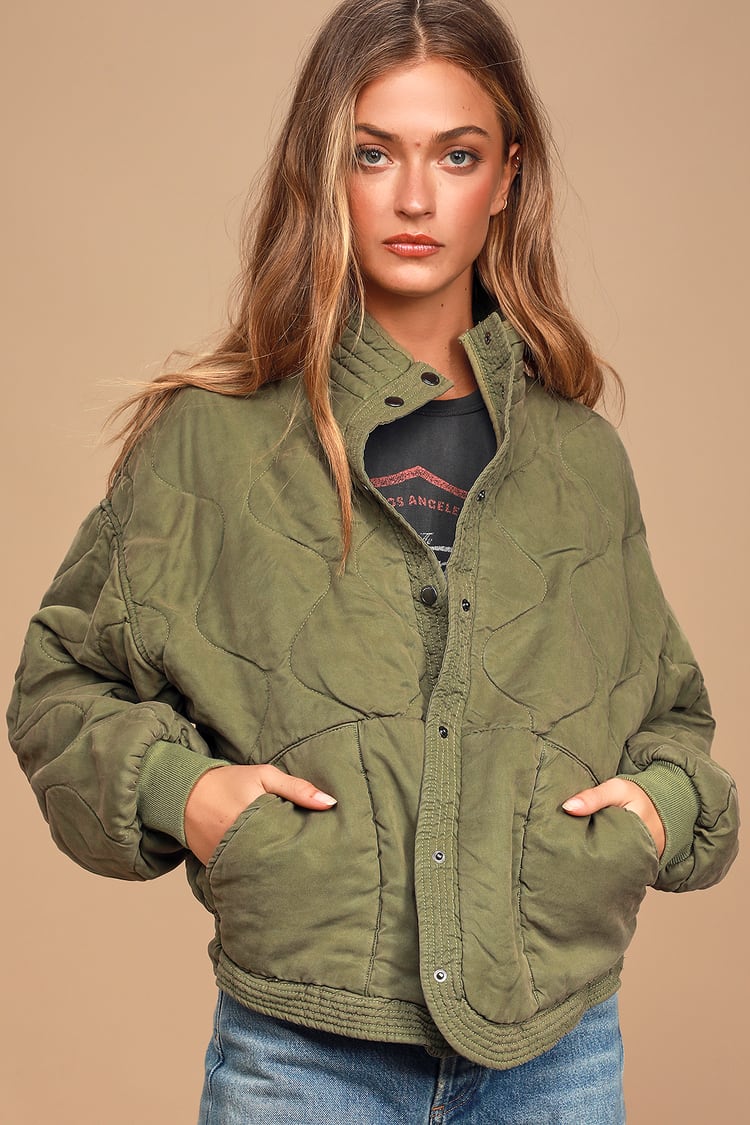 Blank NYC Green Jacket - Quilted Jacket - Cozy Jacket - Lulus