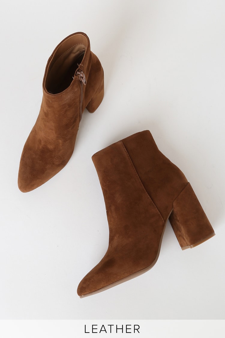 Steve Madden Therese - Brown Ankle Boots - Pointed-Toe Booties - Lulus