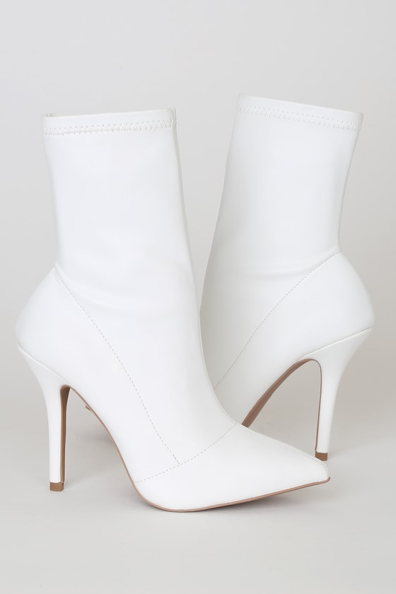 white leather heels