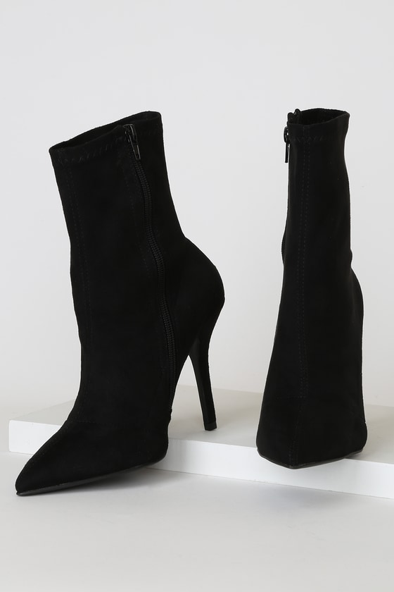 black suede pointed boots