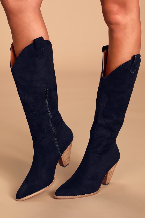 suede western knee high boots