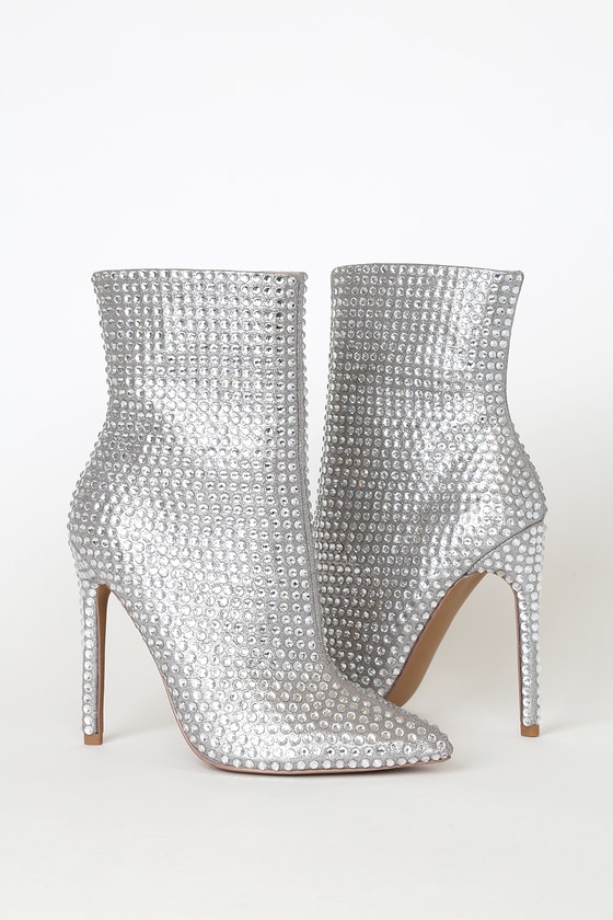 silver pointed toe booties