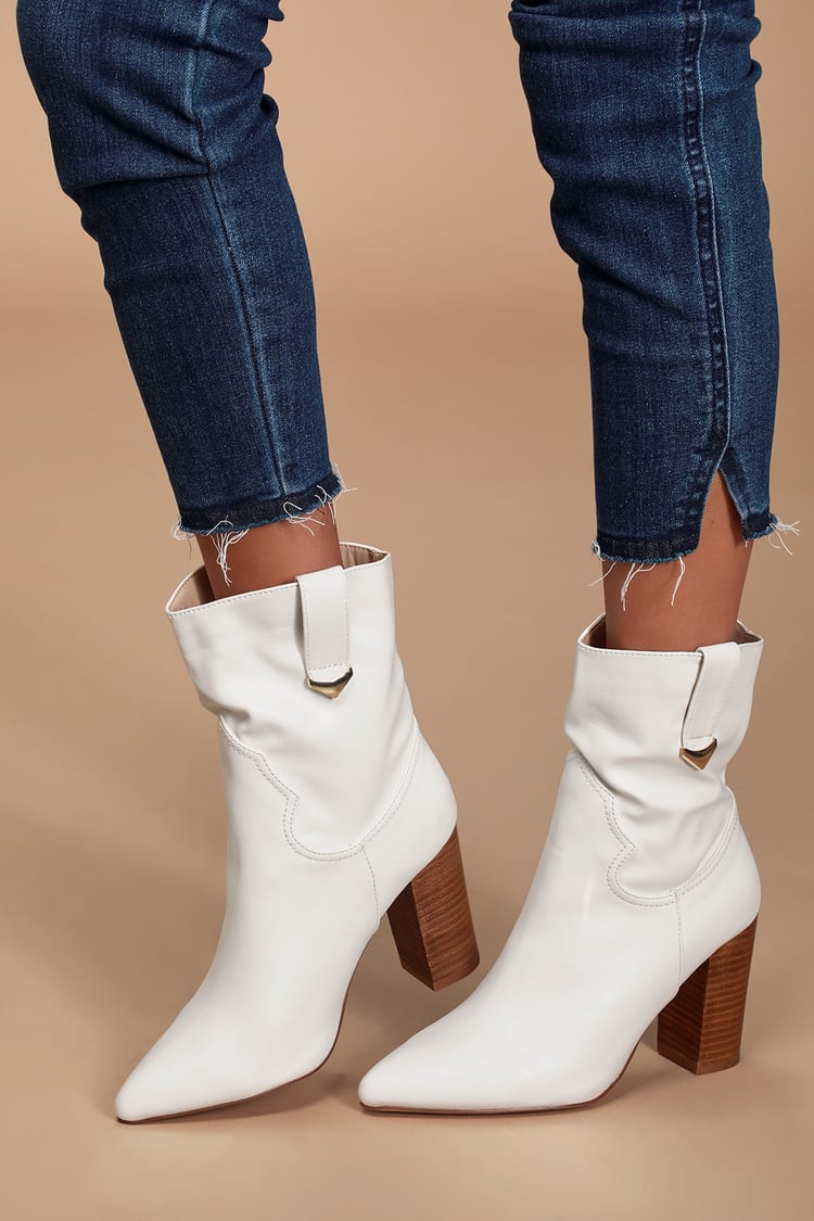 Women's White Boots - High Heel Boots - Western Pointed-Toe Boots - Lulus