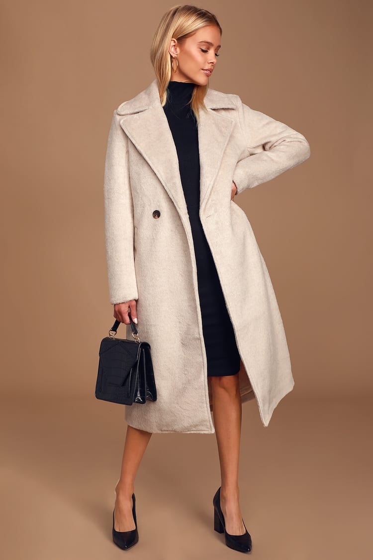 Chic Beige Coat - Wool-Blend Coat - Double-Breasted Coat - Lulus