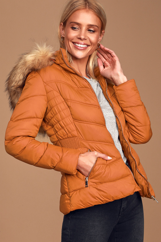 Rust Orange Jacket - Orange Puffer Jacket - Faux Fur Lined Puffer - Lulus