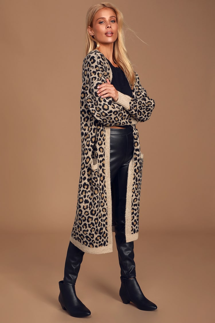Leopard Print Cardigan - Long Cardigan Sweater - Chic Cardigan - Lulus